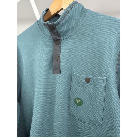 NWT LL Bean Bold Coast Pullover Men’s Large Regular Storm Teal Snap 523182 - Picture 3 of 12